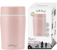 VIALLI DESIGN FUORI pojemnik termos obiadowy próżniowy na zupę jedzenie owsiankę różowy jasny 500 ml