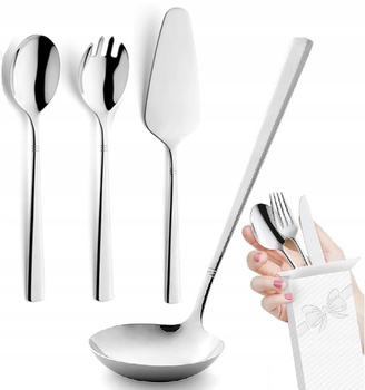 Sztućce Amefa Dakota 4 sztućce serwisowe widelec i łyżka sałatek warzyw, wazowa do zupy i łopatka do ciasta