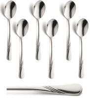 AMEFA HELMA 6 sztuk łyżeczki do HERBATY  deserów zestaw sztućce nierdzewne z wzorem fala komplet dla 6 osób połysk