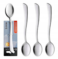 Ambition sztućce Wave zestaw 3 sztuki małe łyżeczki do kawy mokki nierdzewne nowoczesne gładkie bez wzoru do zmywarki