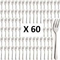 AMEFA sztućce Livorno zestaw 60 widelczyki do ciasta tortu deserów komplet dla 60 OSÓB tanie gastronomiczne do restauracji kawiarni stal 18/0