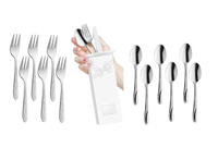 Amefa sztućce Whisper 12 komplet 6 widelczyki do ciasta tortu 6 małe łyżeczki do kawy komplet dla 6 OSÓB nierdzewne bez niklu 18/0
