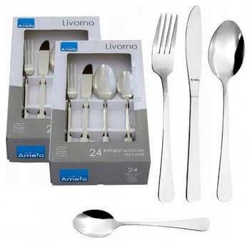 AMEFA 48 PROSTE SZTUĆCE NIERDZEWNE LIVORNO ZESTAW 2x 24 KOMPLET NA 12 OSÓB