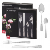 Ambition sztućce Bubble zestaw 48 obiadowe komplet dla 12 osób z tłoczonym wzorem nowoczesne nierdzewne do zmywarki 