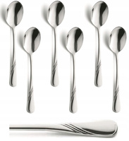 AMEFA HELMA 6 sztuk łyżeczki do KAWY deserów zestaw sztućce nierdzewne z wzorem fala komplet dla 6 osób