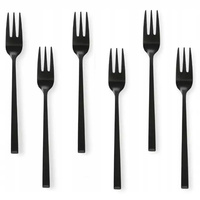 Sztućce Ambition Como Black zestaw 6 sztuk czarne widelczyki do ciasta tortu deserów owoców dla 6 osób proste nowoczesne