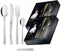 Ambition sztućce River zestaw 48 obiadowe modern komplet dla 12 osób z wzorem nowoczesne ze stali nierdzewnej do zmywarki