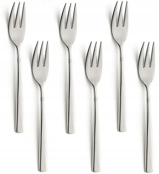 Sztućce Amefa Dakota widelczyki 6 sztuk do tortu ciasta deserów zestaw ze stali nierdzewnej komplet bez niklu 6 osób 