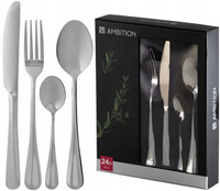 Ambition sztućce Enna zestaw 24 elementy obiadowe komplet dla 6 osób nierdzewne