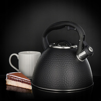 Ambition czajnik Bubble czarny z tłoczonym wzorem tradycyjny stalowy nierdzewny z gwizdkiem zintegrowanym z rączką na indukcję 2,6 l 