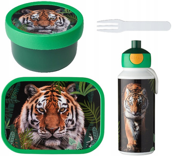 Mepal Campus TYGRYS zestaw dla dzieci lunchbox śniadaniówka bidon z ustnikiem butelka pojemnik na owoce fruitbox Wild Tiger bez BPA
