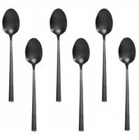 Sztućce Ambition Como Black zestaw 6 sztuk czarne łyżeczki do herbaty ciasta deserów kawy dla 6 osób do zmywarki nowoczesne