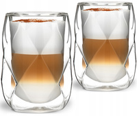 VIALLI DESIGN GEO 2 szklanki TERMICZNE do kawy latte herbaty wody soku z podwójnumi ściankami 350 ml