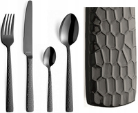 Sztućce Amefa Felicity Black zestaw 48 sztuk CZARNE z wzorem kolorowe sztućce nierdzewne komplet dla 6 osób