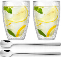 VIALLI DESIGN 2 szklanki ALESSIA termiczne do kawy herbaty soków napiojów latte 350 ml 2 długie łyżeczki