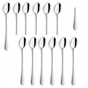 Sztućce Amefa Sierra zestaw 12 długie łyżeczki do kawy latte deserów lodów komplet dla 12 osób nowoczesne nierdzewne z wzorem 