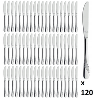 Sztućce AMEFA Felicia 120 nóż obiadowy stołowy komplet dla 120 OSÓB gastronomiczne do restauracji pizzerii z wzorem fali bez niklu