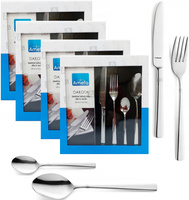 Sztućce Amefa Dakota zestaw 96  dla 24 osób 4 x 24 obiadowe nowoczesne komplet bez niklu 18/0