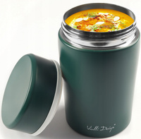 VIALLI DESIGN FUORI pojemnik termos obiadowy próżniowy na zupę jedzenie mięso musli zielony ciemny 0,5 l