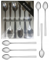 AMBITION PRATO 6 długie łyżeczki LATTE zestaw do kawy deserów lodów koktajli komplet nierdzewne sztućce seserowe