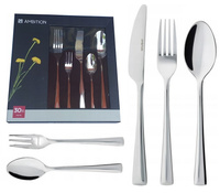 Sztućce Ambition Siena 30 sztuk nierdzewne zestaw dla 6 osób 24 + 6 widelczyki do ciasta tortu komplet nowoczesne