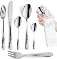 Sztućce Amefa Felicia zestaw 36 obiadowe zestaw dla 6 OSÓB z widelczykami do ciasta i łyżeczkami do kawy wzór fali bez niklu 18/0