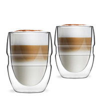 VIALLI DESIGN SFERICO zestaw 2 szklanki TERMICZNE do kawy herbaty napojów soku z podwójna ścianką 300 ml 