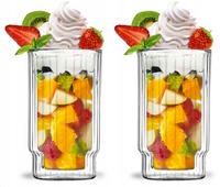 VIALLI DESIGN LUNGO 2 szklanki pucharki TERMICZNE kawy latte napojów soku ryflowane z podwójnymi ściankami 300 ml