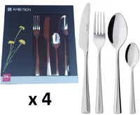 Sztućce Ambition Siena 96 sztuk nierdzewne zestawdla 24 osób komplet obiadowe nowoczesne proste bez wzoru