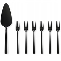 Sztućce Ambition Como Black zestaw 7 sztuk do ciasta tortu 6 czarne widelczyki deserowe 1 łopatka dla 6 osób nowoczesne do zmywarki