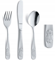 Amefa sztućce dziecięce 3 zestaw 0026 Bear Misie Bear komplet dla dziecka nóż widelec łyżka bez niklu 18/0