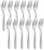 Amefa sztućce Whisper zestaw 12 widelczyki do ciasta tortu deserów komplet na 12 OSÓB nierdzewne z wzorem fali bez niklu 18/0