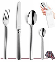 Amefa sztućce Regency 24 sztuki zestaw dla 6 osób nierdzewne grube obiadowe retro z wzorem ryflowane 18/10