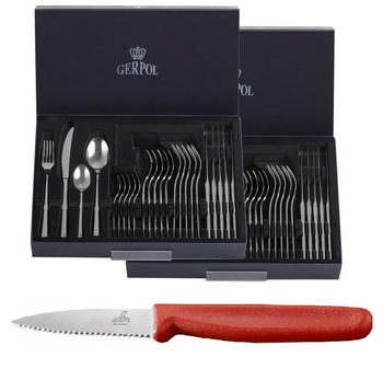 Sztućce GERPOL APOLLO 48 zestaw obiadowe nierdzewne komplet dla 12 osób w połysku stal 18/10