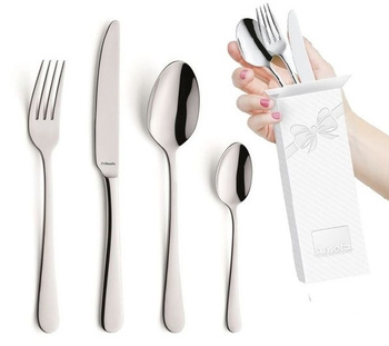  Amefa sztućce Austin zestaw 24 obiadowe komplet dla 6 OSÓB eleganckie gładkie bez wzoru klasyczne bez niklu 18/0