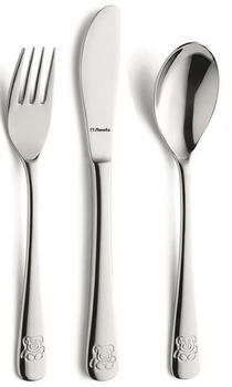 AMEFA TEDDY BEAR 3 sztućce nierdzewne Miś dla dziecka komplet nóż widelec lyżka dla dzieci z Misiami do domu przedszkola