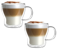 VIALLI DESIGN BOLLA zestaw 2 filiżanki szklanki kubki TERMICZNE z podwójną ścianką  370 ml 