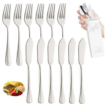 Amefa sztućce do ryb Baguette 8440 zestaw 12 sztuk 6 nóż do ryb 6 widelec do ryb na wigilię kolację