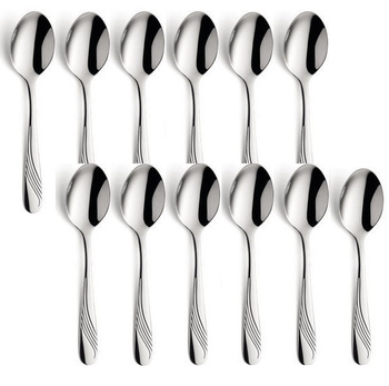 Amefa sztućce Felicia zestaw 12 małe łyżeczki do kawy komplet dla 12 OSÓB ze stali nierdzewnej z wzorem fali bez niklu 18/0