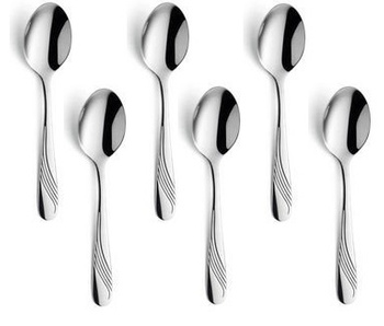 Sztućce Amefa Felicia zestaw 6 małe łyżeczki do kawy komplet dla 6 OSÓB z wzorem fala ze stali nierdzewnej klasyczne bez niklu 18/0