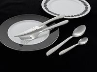 Sztućce Amefa Eclat 48 elementów zestaw dla 12 osób nowoczesne białe obiadowe śniadaniowe do kolacji bez niklu