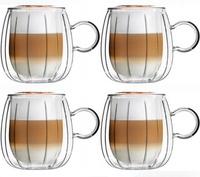 VIALLI DESIGN TULIP szklanki kubki termiczne z podwójnymi ściankami do kawy herbaty piwa ryflowane 350 ml 