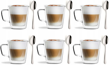 VIALLI DESIGN DIVA zestaw 6 szklanek termicznych 250 ml i 6 łyżeczek Amefa Austin