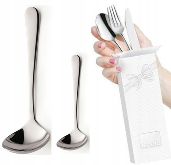 Amefa sztućce Austin serwingowe zestaw łyżka wazowa czerpak do sosu nierdzewne komplet chochla do zupy, nabierka bez niklu 18/0