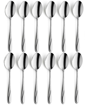 Sztućce AMEFA WHISPER zestaw 12 łyżki stołowe obiadowe do zupy z wzorem fali gastronomiczne restauracyjne 18/0