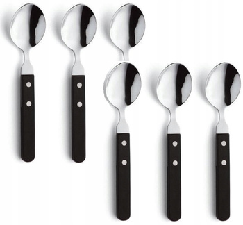 AMEFA sztućce 7000 zestaw 6  łyżki do zupy spaghetti przystawek nierdzewne z czarnymi rączkami stal 18/0
