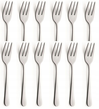 Amefa sztućce Austin zestaw 12 widelczyki do ciasta tortu deserów komplet dla 12 osób nierdzewne gładkie bez wzoru bez niklu 18/0