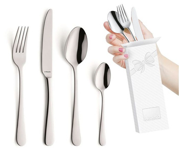 Amefa sztućce Austin zestaw 48 komplet dla 12 OSÓB nierdzewne klasyczne bez wzoru gładkie stal bez niklu 18/0