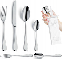 Sztućce Amefa Drift 72 sztuki zestaw dla 12 osób nierdzewne bez wzoru 48 obiadowe 12 widelczyki do ciasta 12 łyżeczki do kawy 