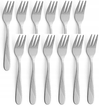 Sztućce Amefa Felicia zestaw 12 widelczyki do ciasta tortu komplet dla 12 OSÓB z wzorem fali nierdzewne bez niklu 18/0